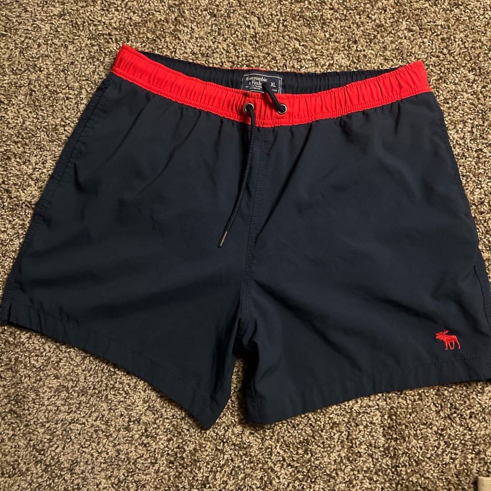 Abercrombie & Fitch Men's Swim Trunks in Navy and Red
